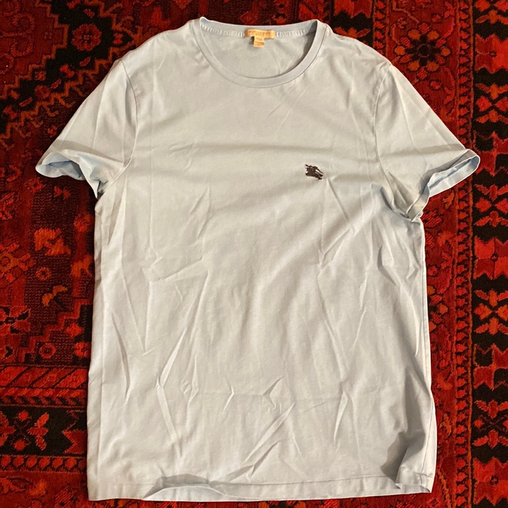 Mens light blue Burberry tee